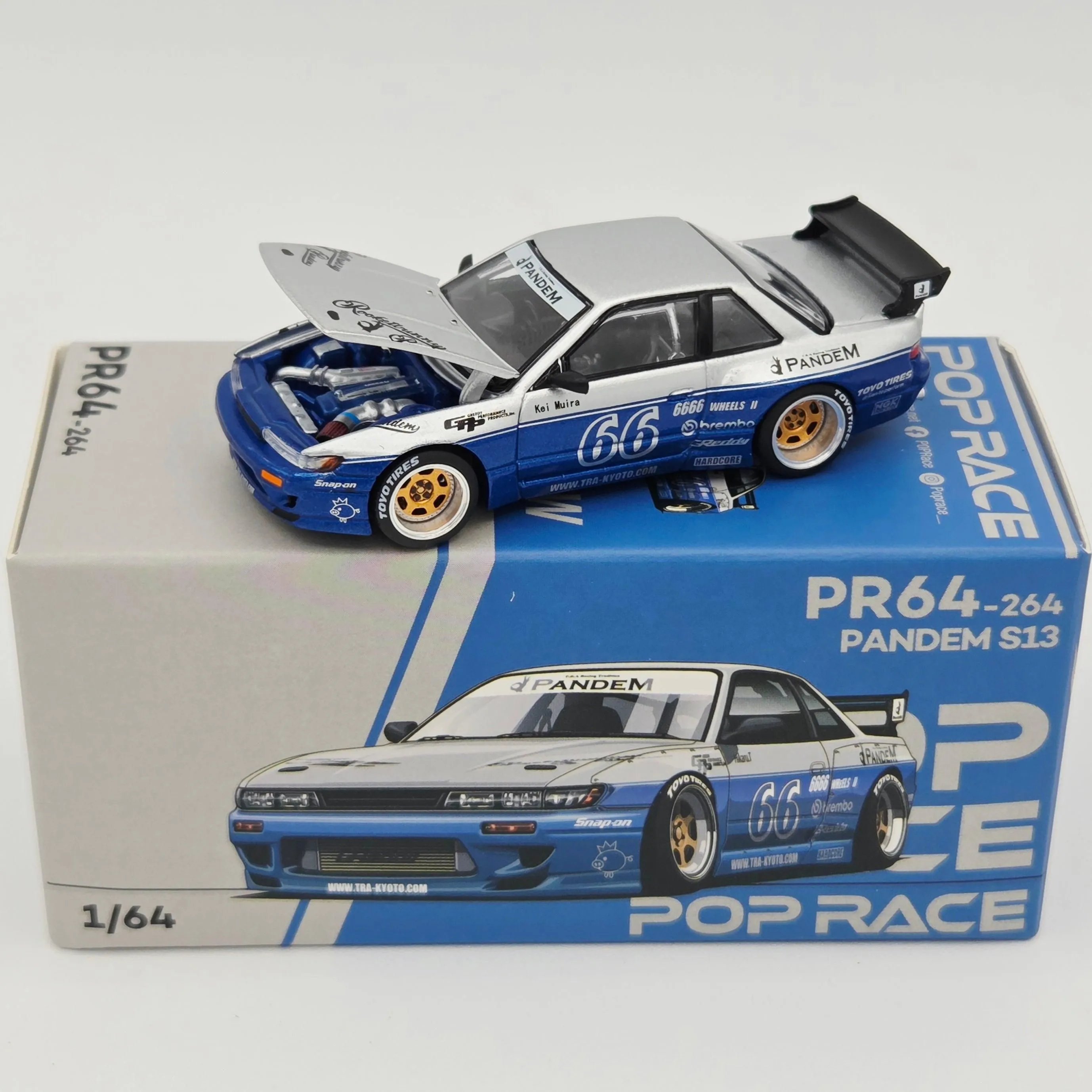 Pop Race Pandem Nissan Silvia S13 - 1:64, Moontech Blue (2026 Limited Edition)