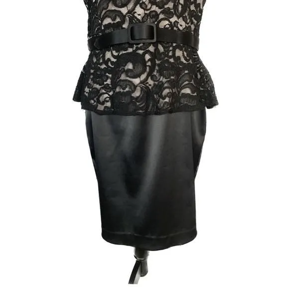 Xscape by Joanna Chen Black Lace Satin Peplum Cocktail Dress  Whatnot:  Shop, Sell, Connect