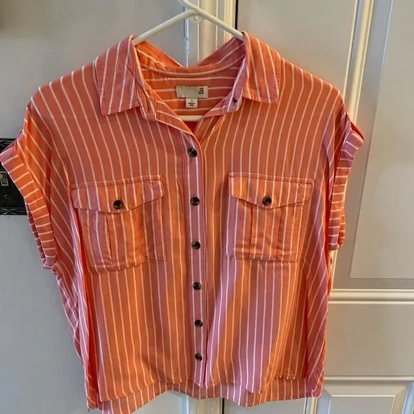 Product image for Ladies stripe orange top size SM