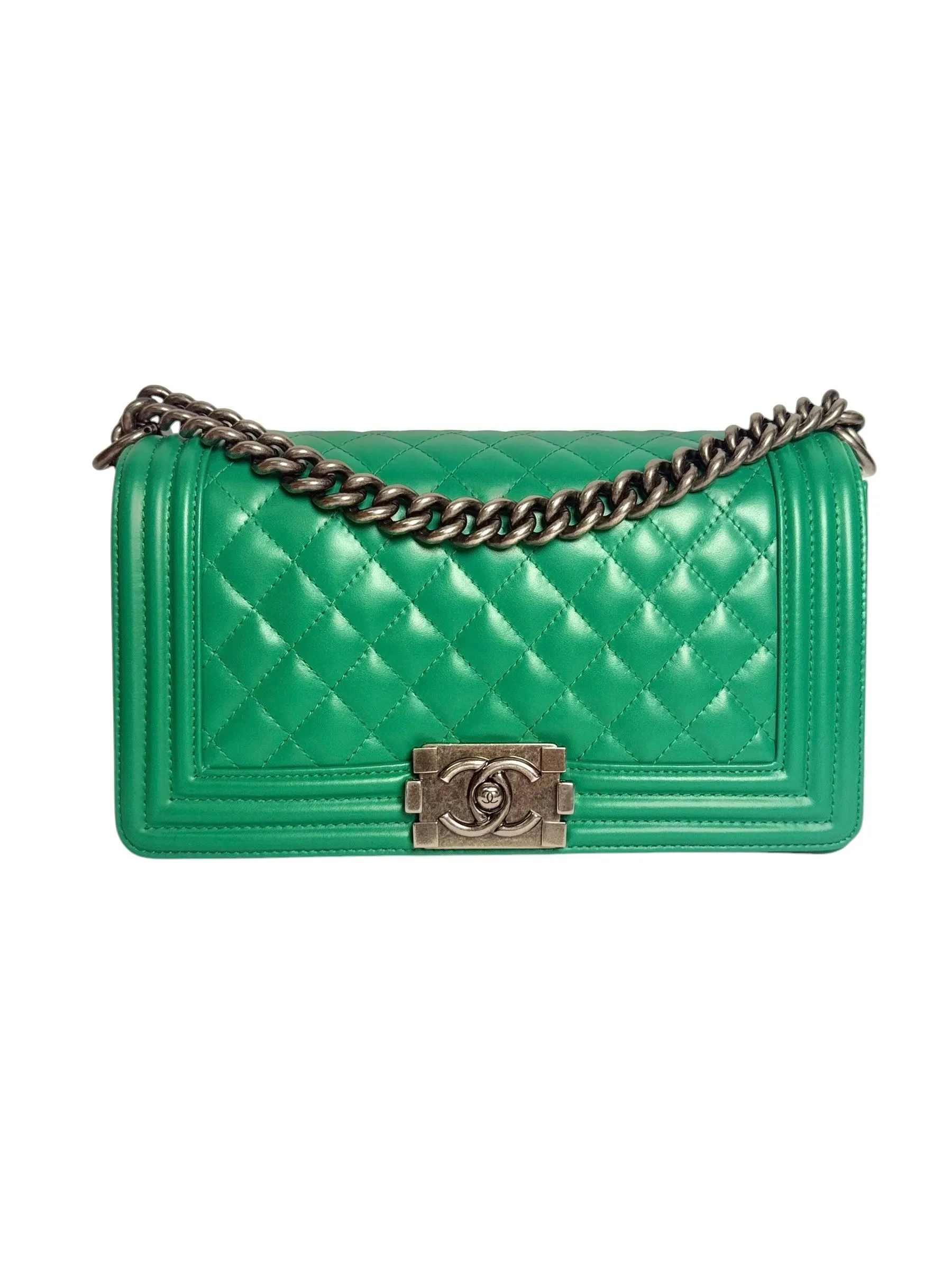 Chanel Quilted Medium Green Boy Bag