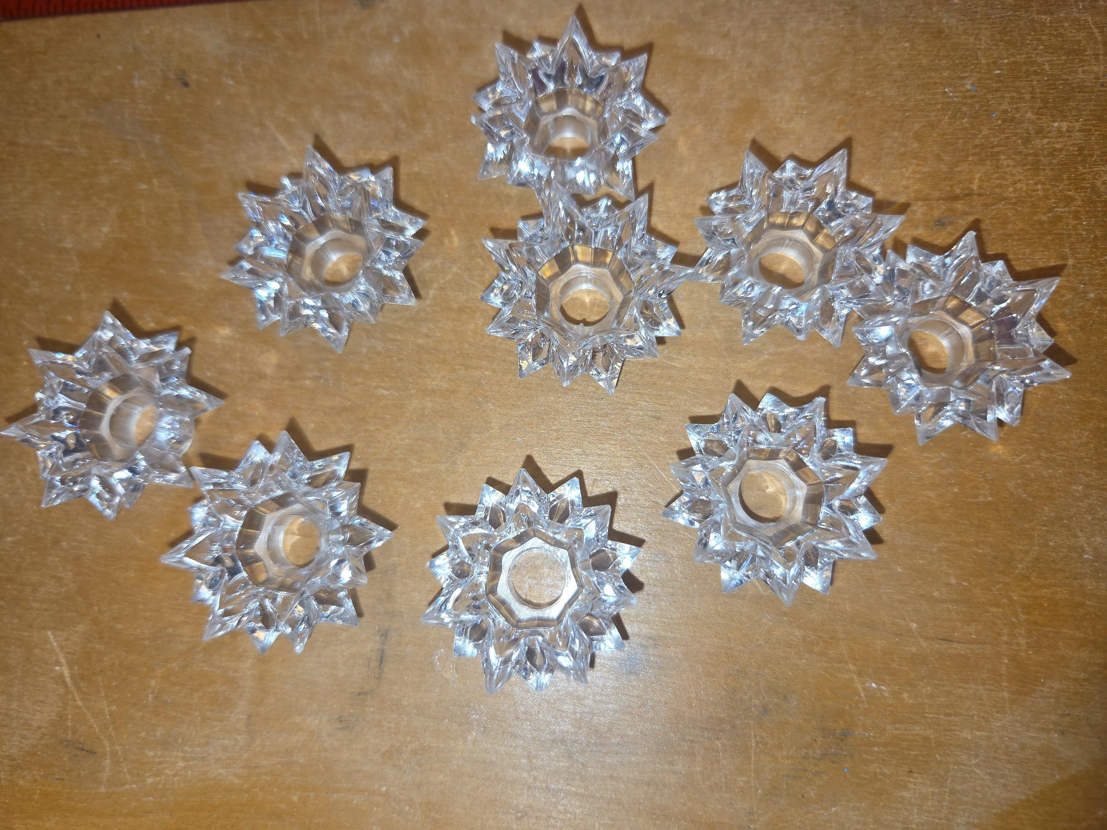 Vintage Clear Plastic 14 Point Star Shaped Christmas Tree Topper Light Bulb Decoration 9 pieces
