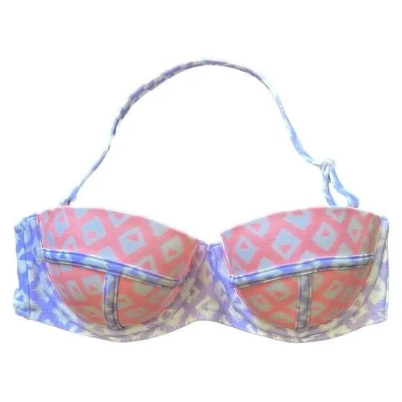 Product image for Victoria’s Secret Bikini halter,neon orange/white/lavender purple 34D Small