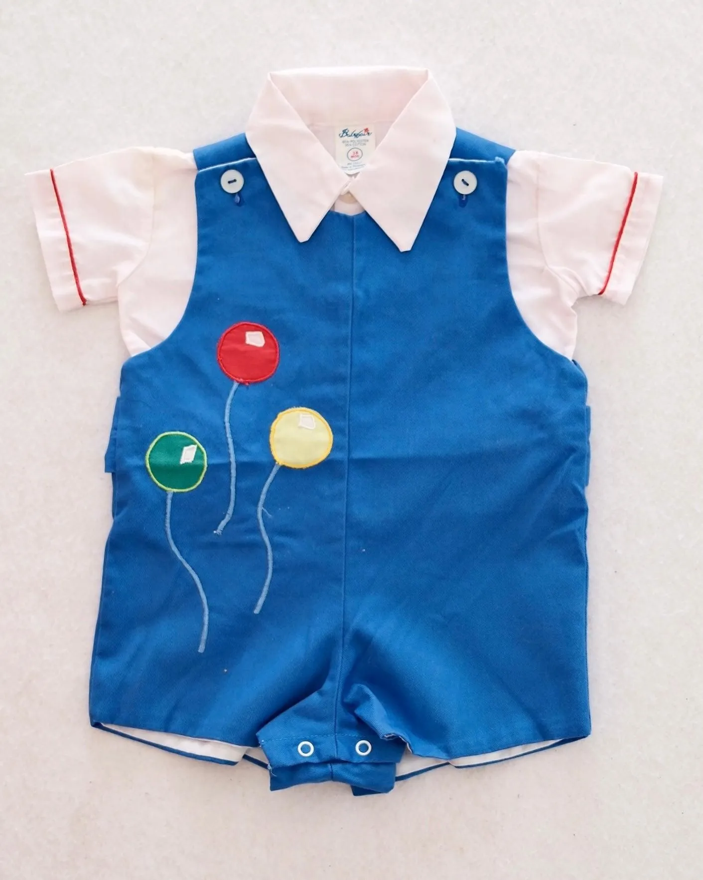 Vintage Samara Baby Balloon Romper with Collared Shirt: Size 12m?