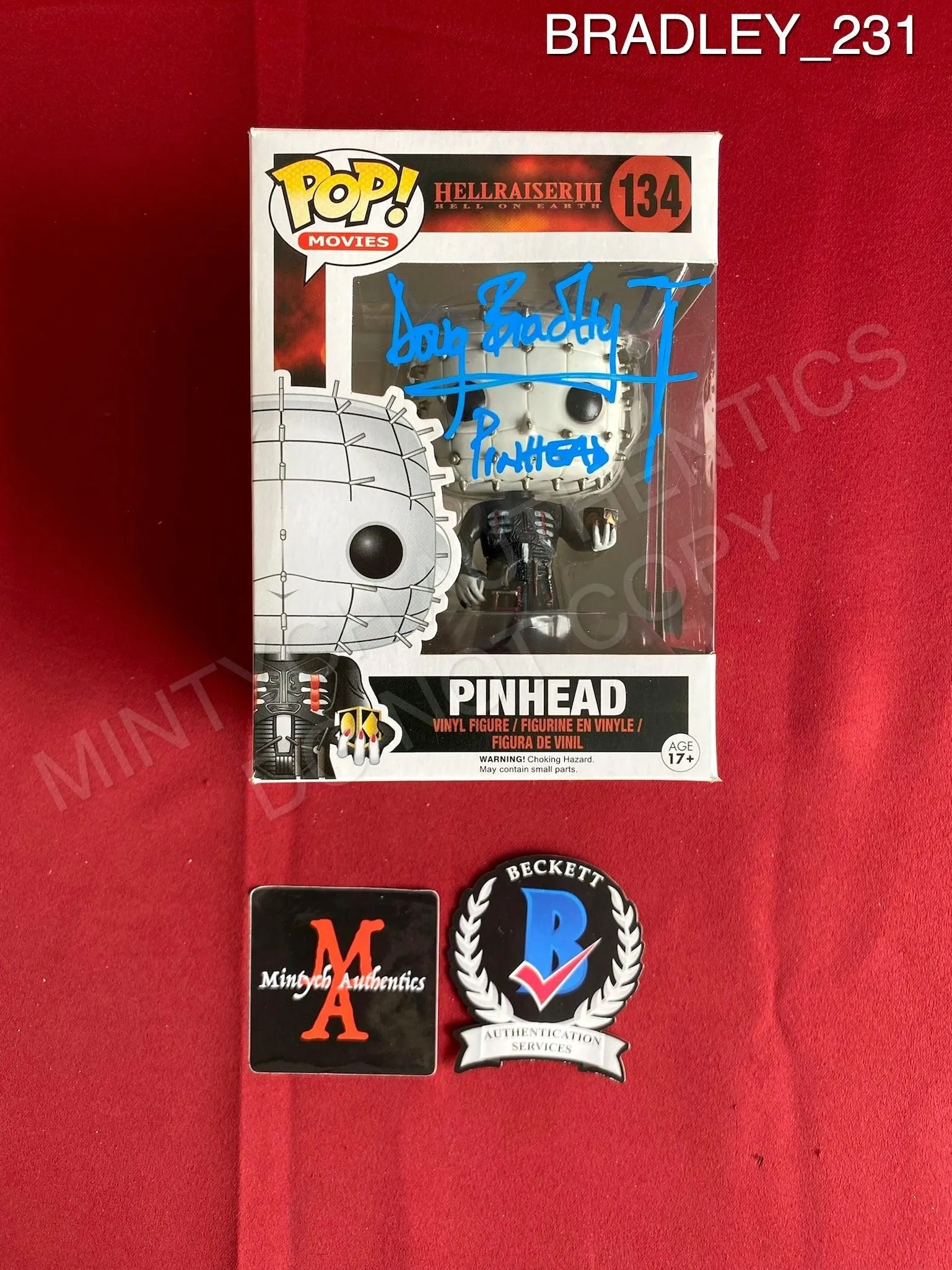 BRADLEY_231 - Pop! Movies Hellraiser III 134 Pinhead Funko Pop! Autographed By Doug Bradley