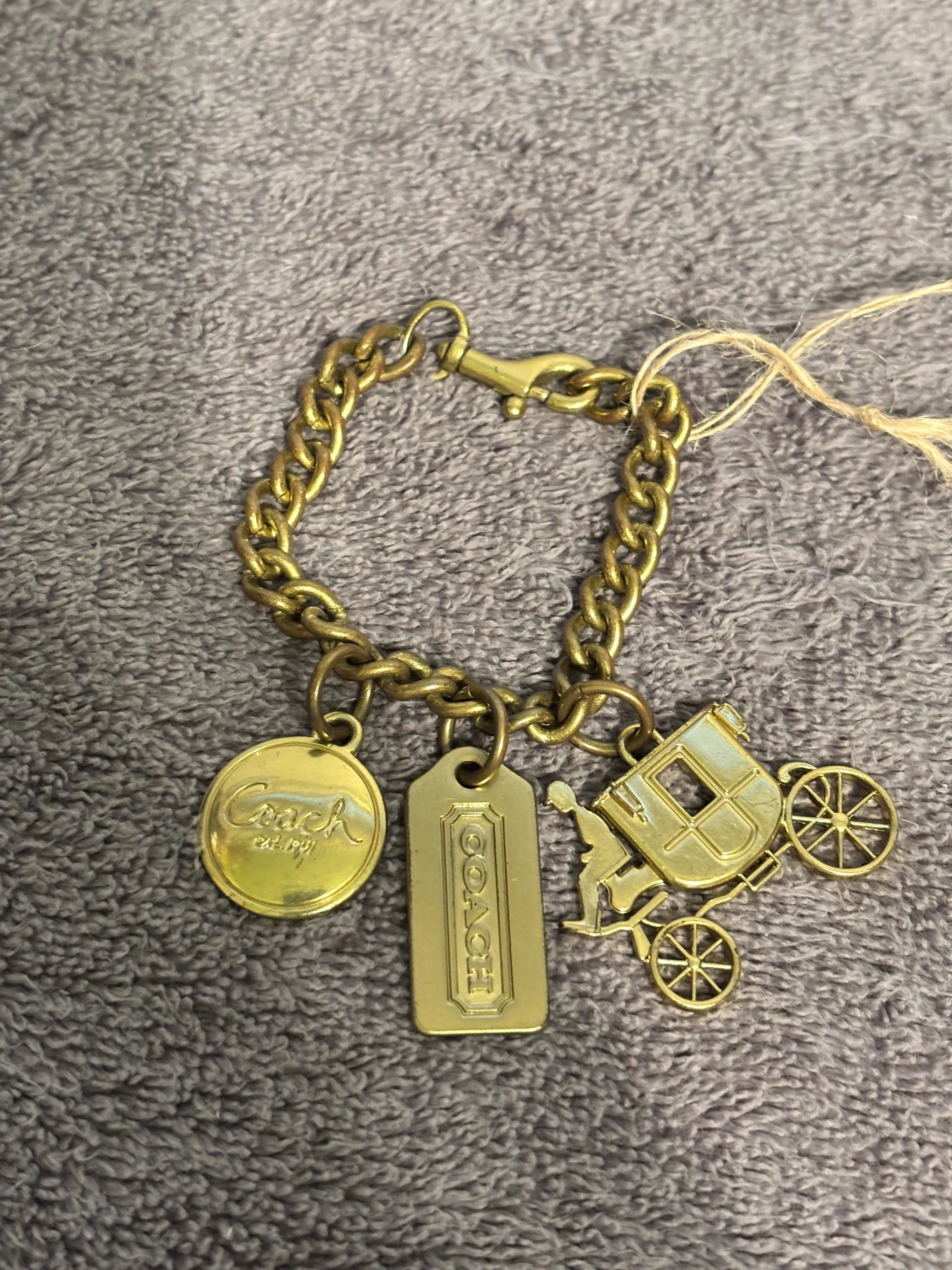 Coach Brass Horse & Carriage Charm Bracelet Bag Charm Keychain Fob