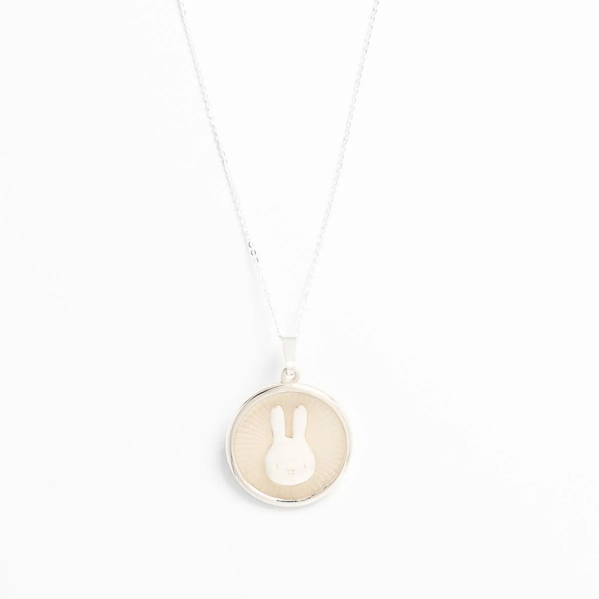 Miffy White Enamel Disc Necklace (Sterling Silver)