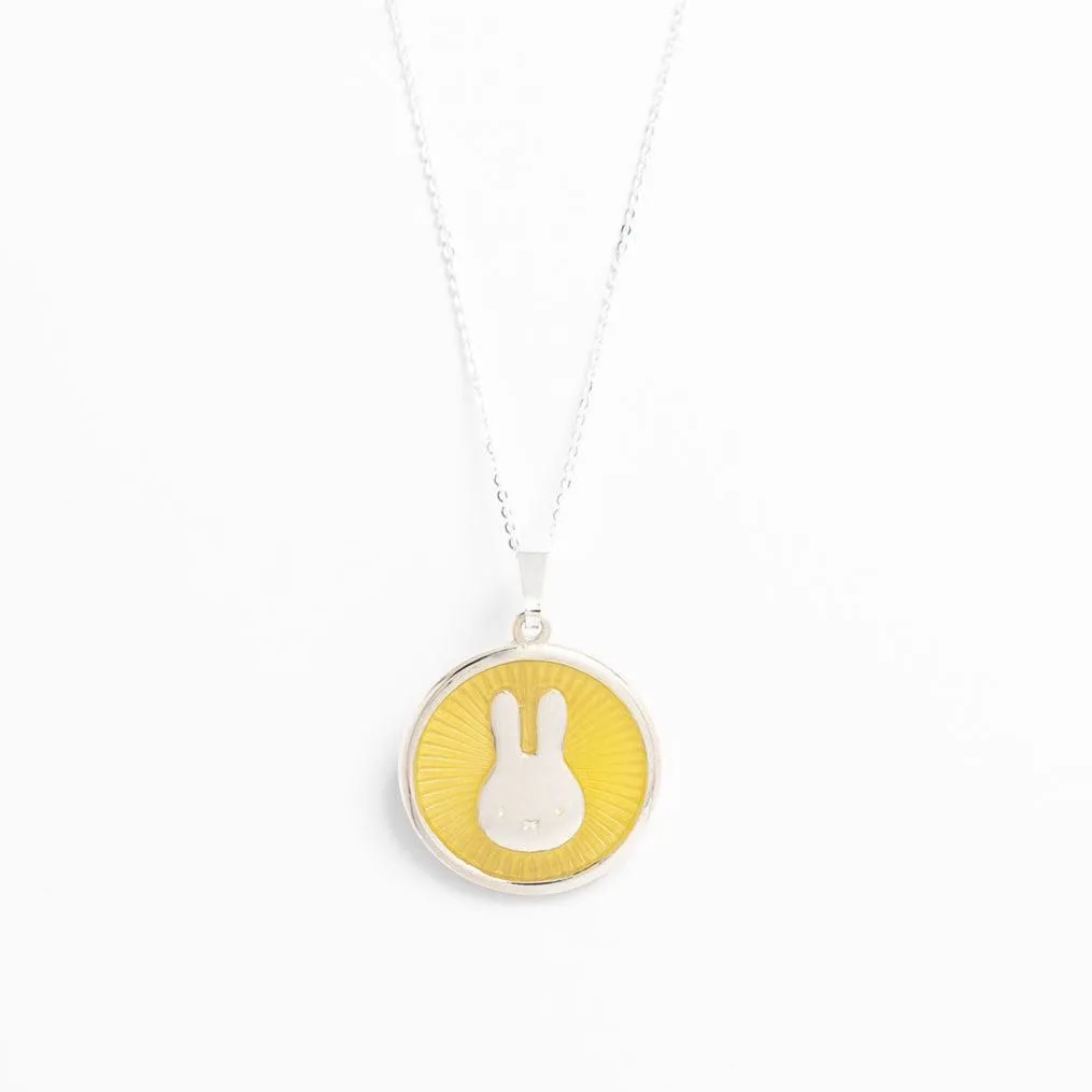 Miffy Yellow Enamel Disc Necklace (Sterling Silver)