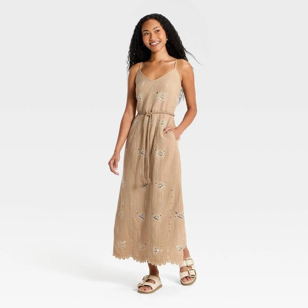 New without Tags - Women's Crafted Midi Sundress - Universal Thread Brown L
