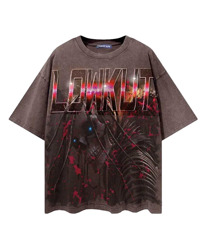 LOWKUT MADE IN HELL CRYSTAL RHINESTONE TEE