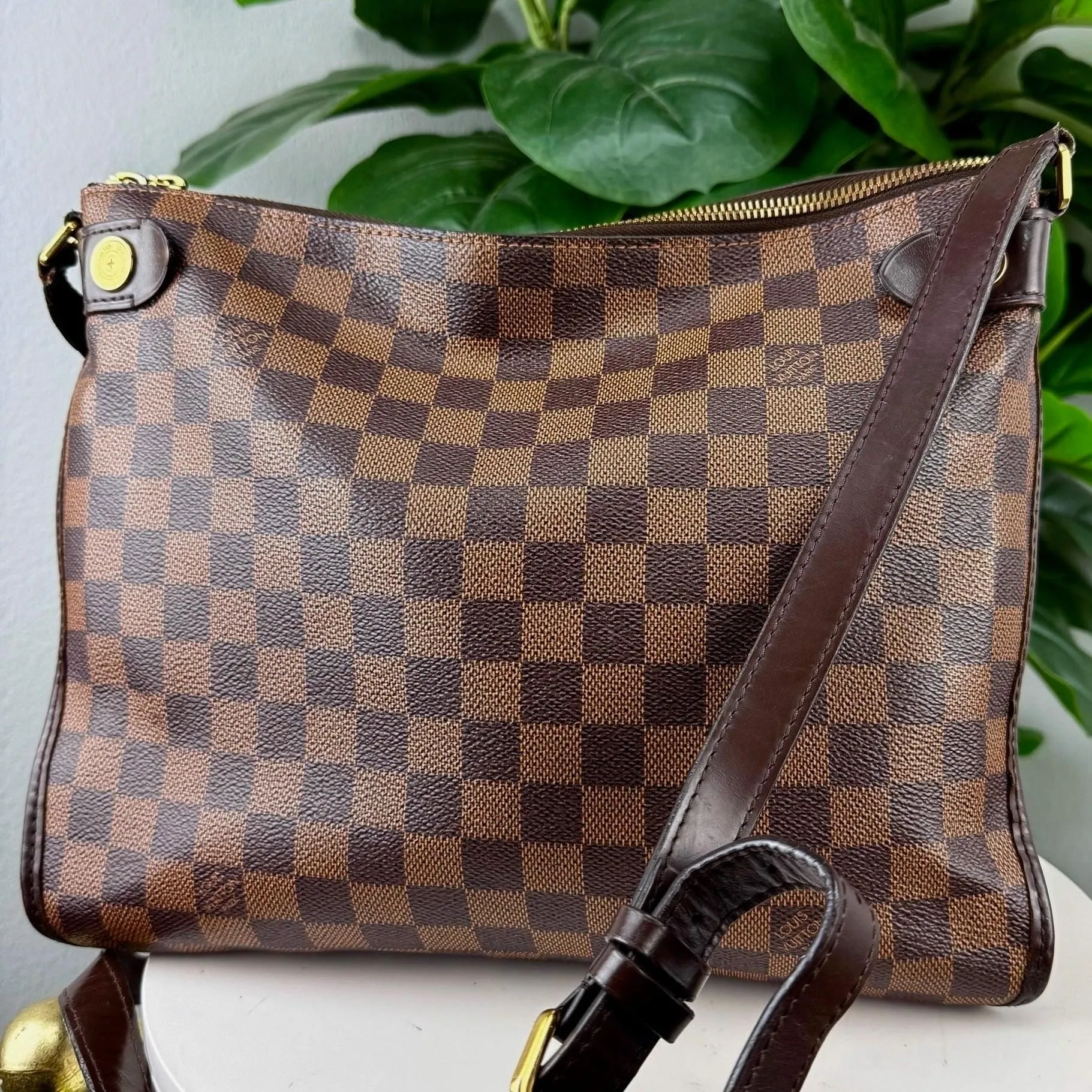 Authentic Louis Vuitton Damier Ebene Duomo Messenger Bag