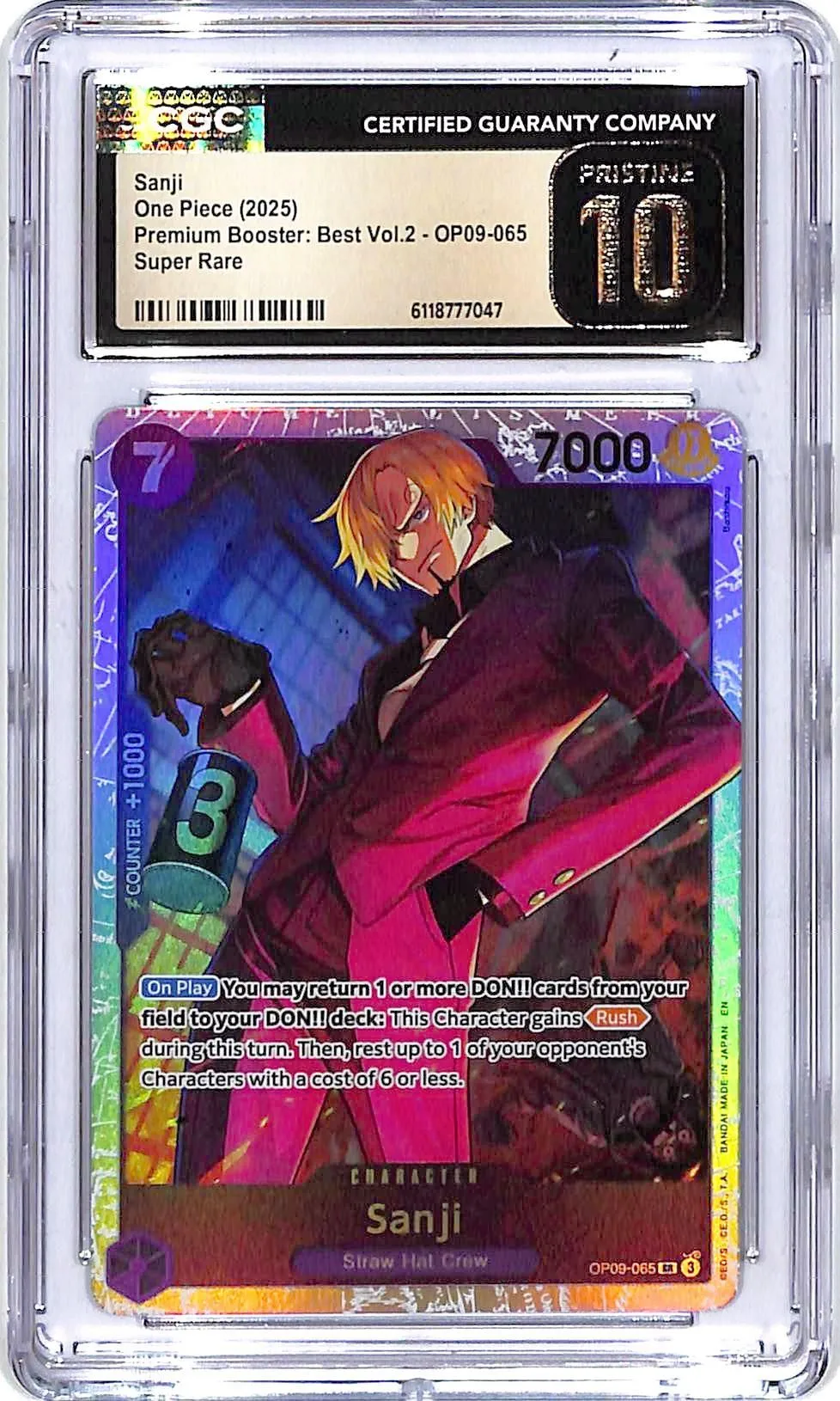 One Piece Premium Booster Best Vol 2 OP09 Sanji 065 CGC 10 Pristine