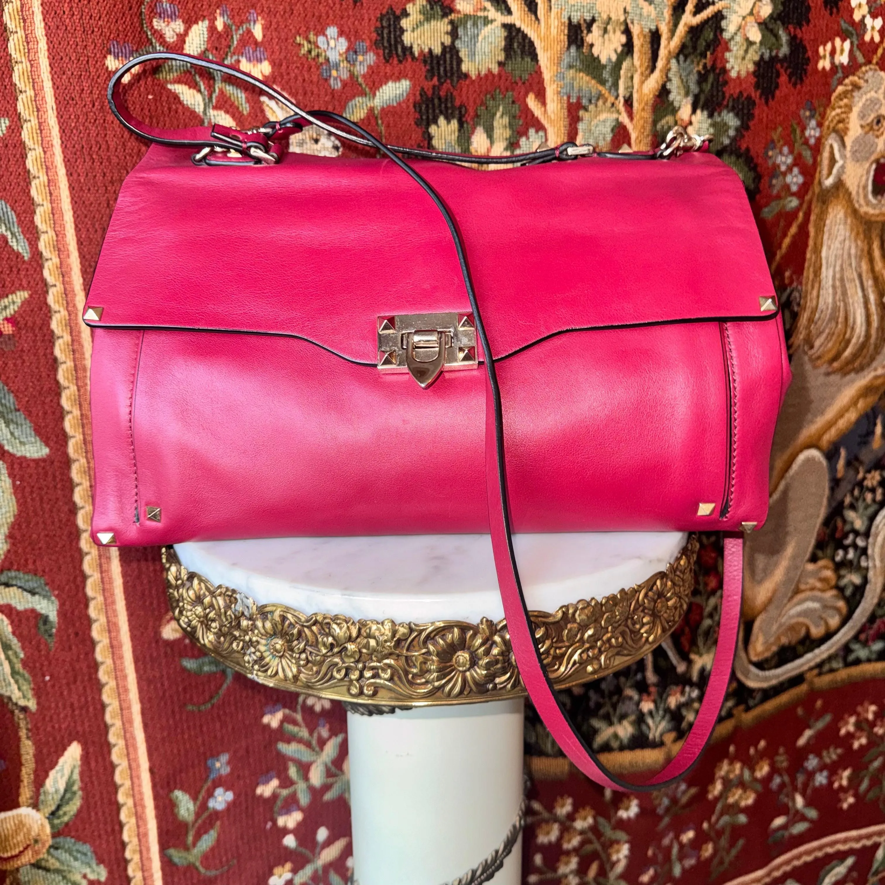 Valentino Garavani Red Rockstud Flap Bag 0620-6784