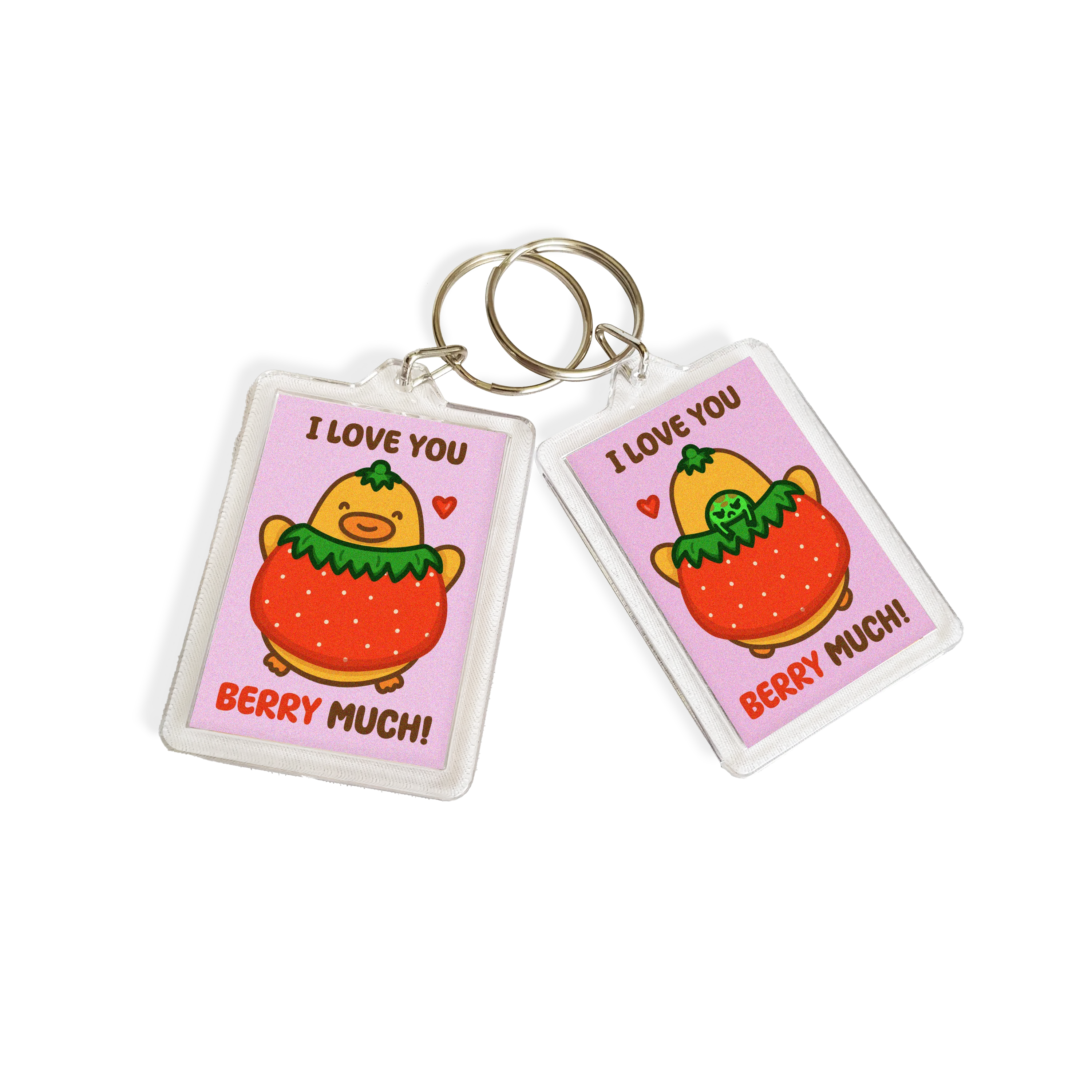 "Love You BERRY Much" Acrylic Keychain - Pink