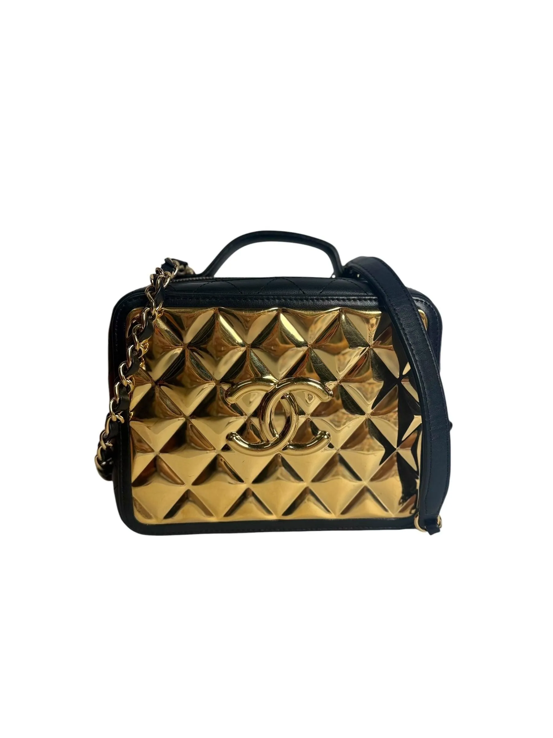 Chanel Top Handle Gold Metal Vanity