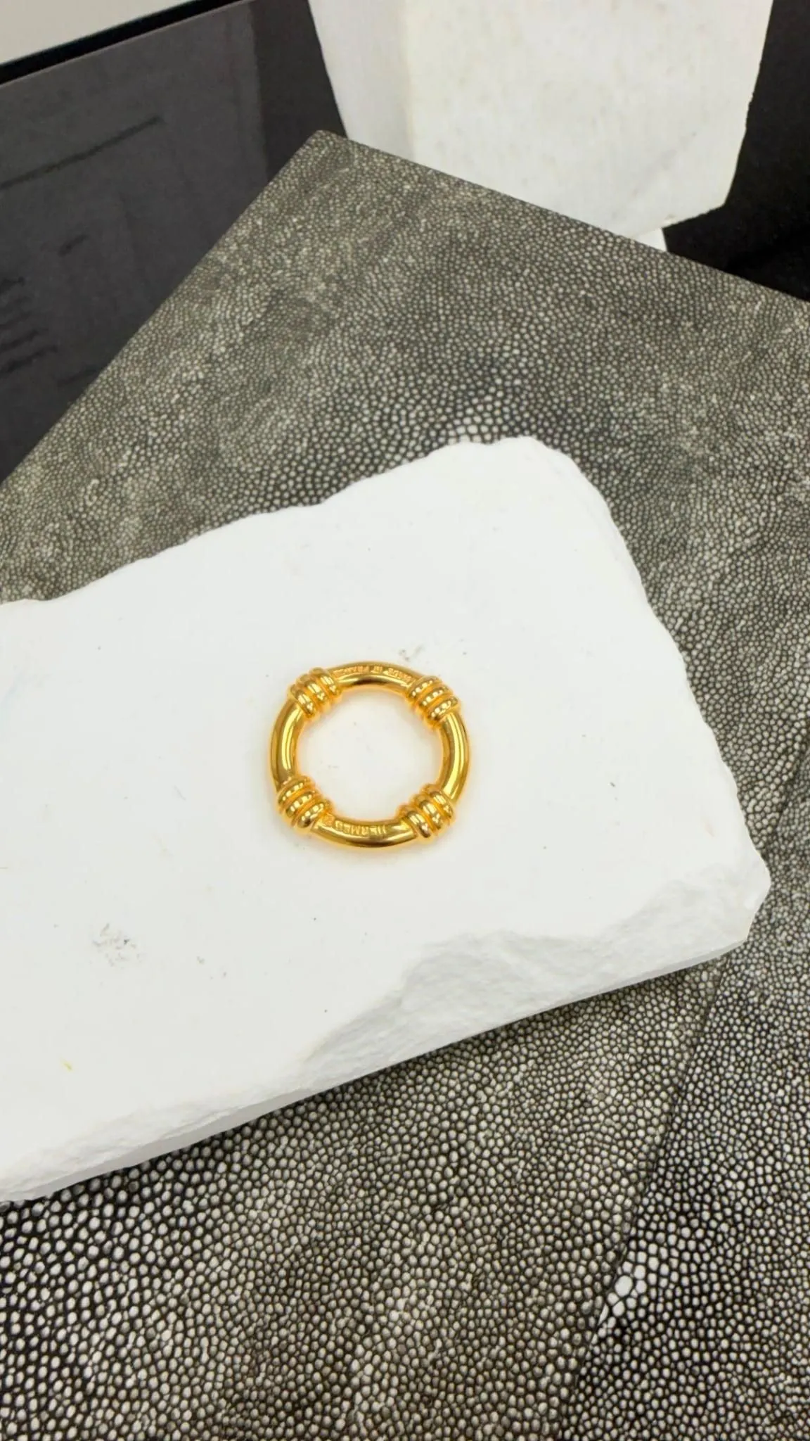 Hermes Gold Toned Bouet Scarf Ring