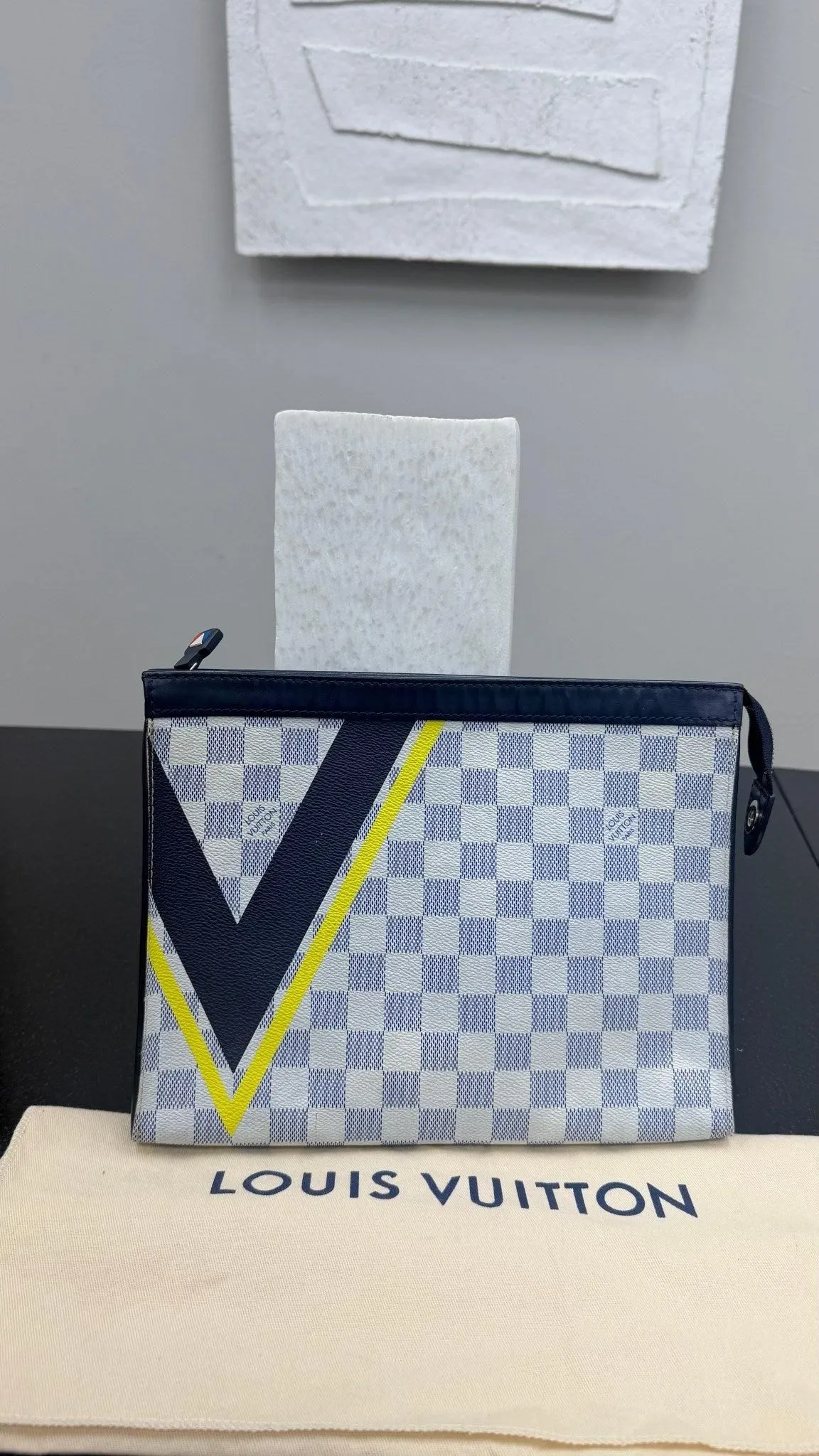 Louis Vuitton Damier Azur And Yellow Pochette Voyage MM