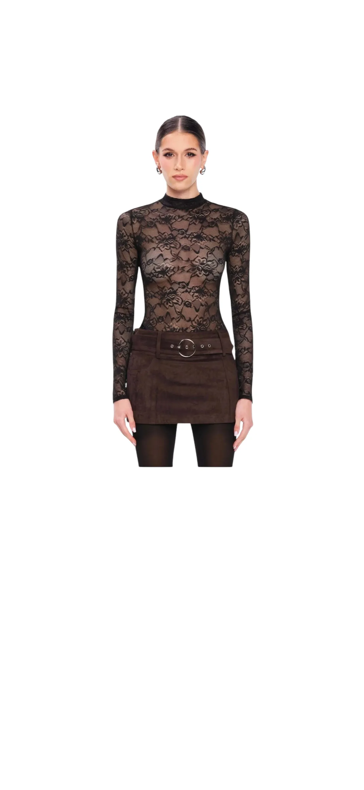 NWT OW Collection Lydia Sheer Lace Long Sleeve Bodysuit