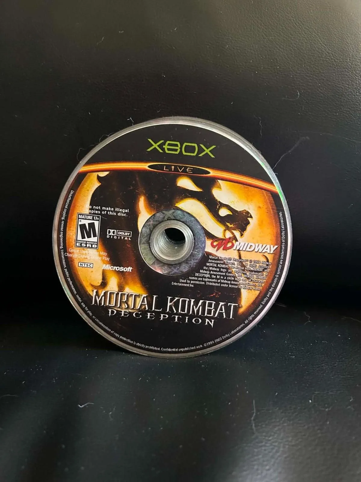 Mortal Kombat: Deception (Microsoft Xbox, 2004) Video Game Disc Only