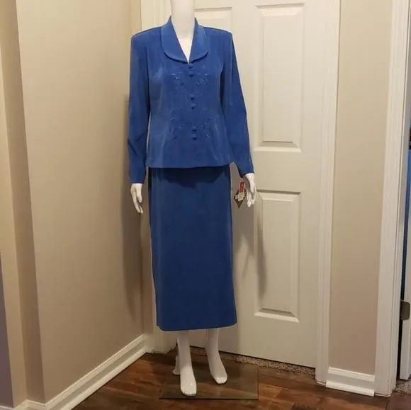 Product image for Vintage Miss Dorby 2 pc suit Set Jacket Skirt Size 8 Blue