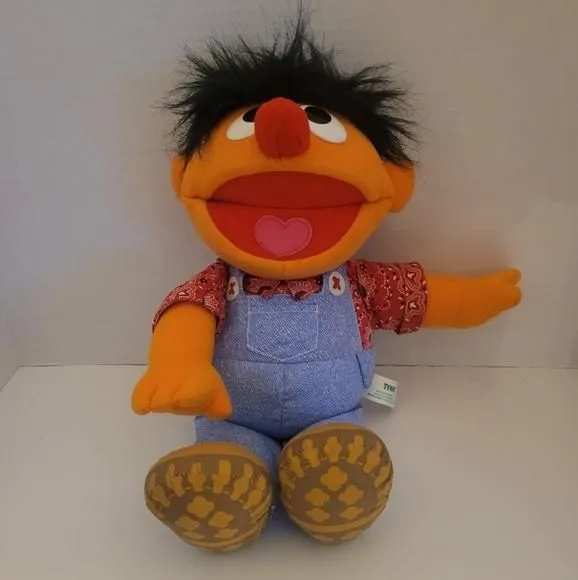 Product image for 1995 Vintage Tyco Sesame Street Singing Farmer Ernie Plush Doll