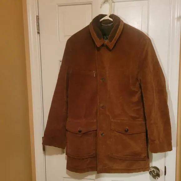 Product image for Vintage Fleece Lined Corduroy Men's size L Overcoat Mid-length 36 R