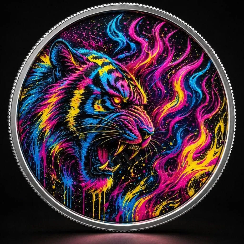 Neon Fury Colorized 1/10 oz Silver Round (06/01)