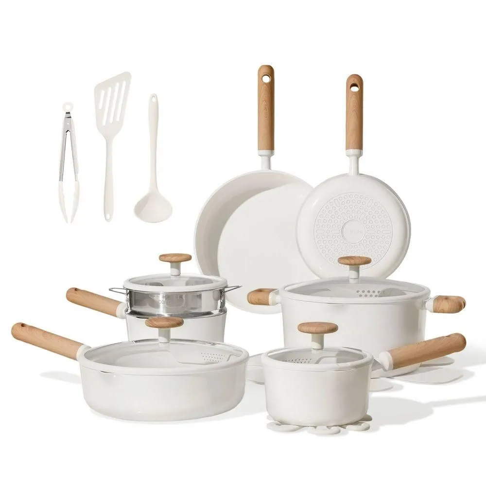 New without box - Carote 21pc Ceramic Nonstick Cookware Set Cream
