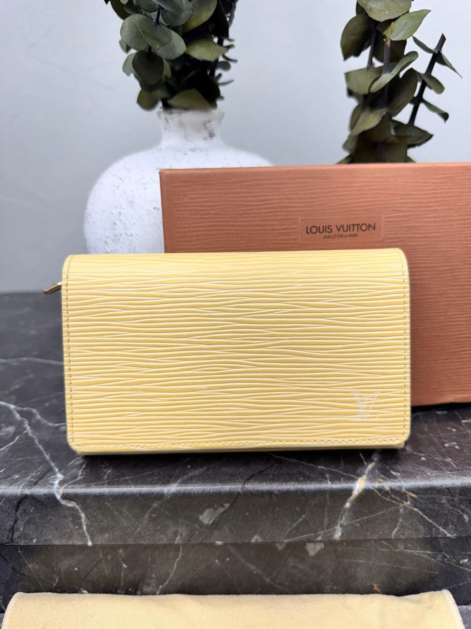 Louis Vuitton Yellow Epi Leather Flap Compact Wallet