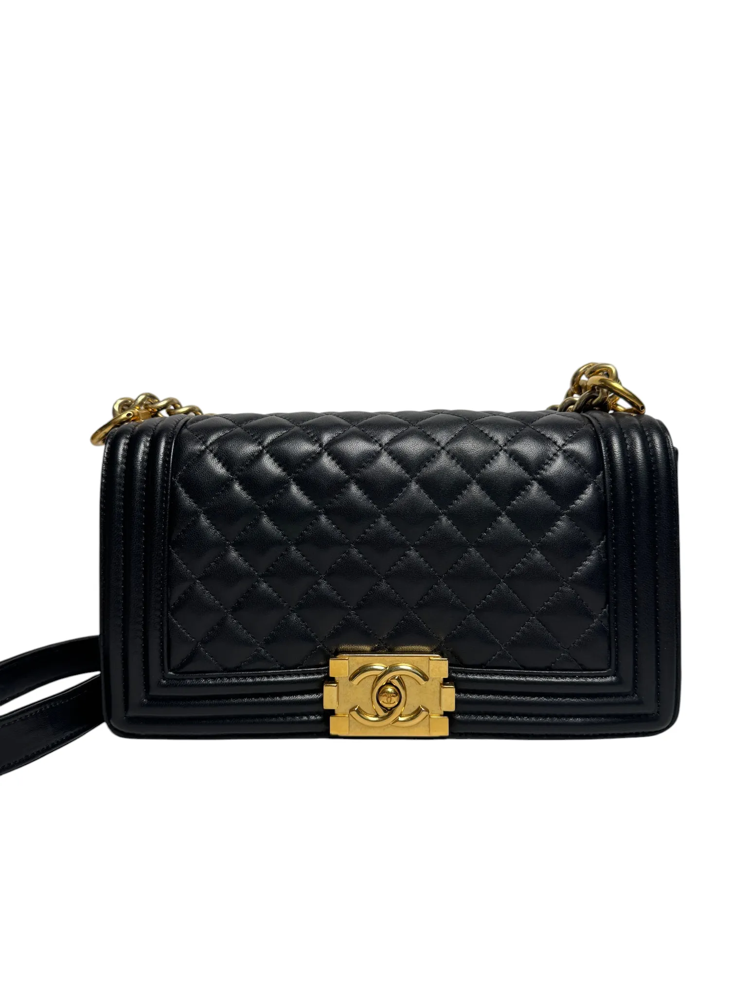 Chanel Black Lambskin Medium Boy Bag GHW