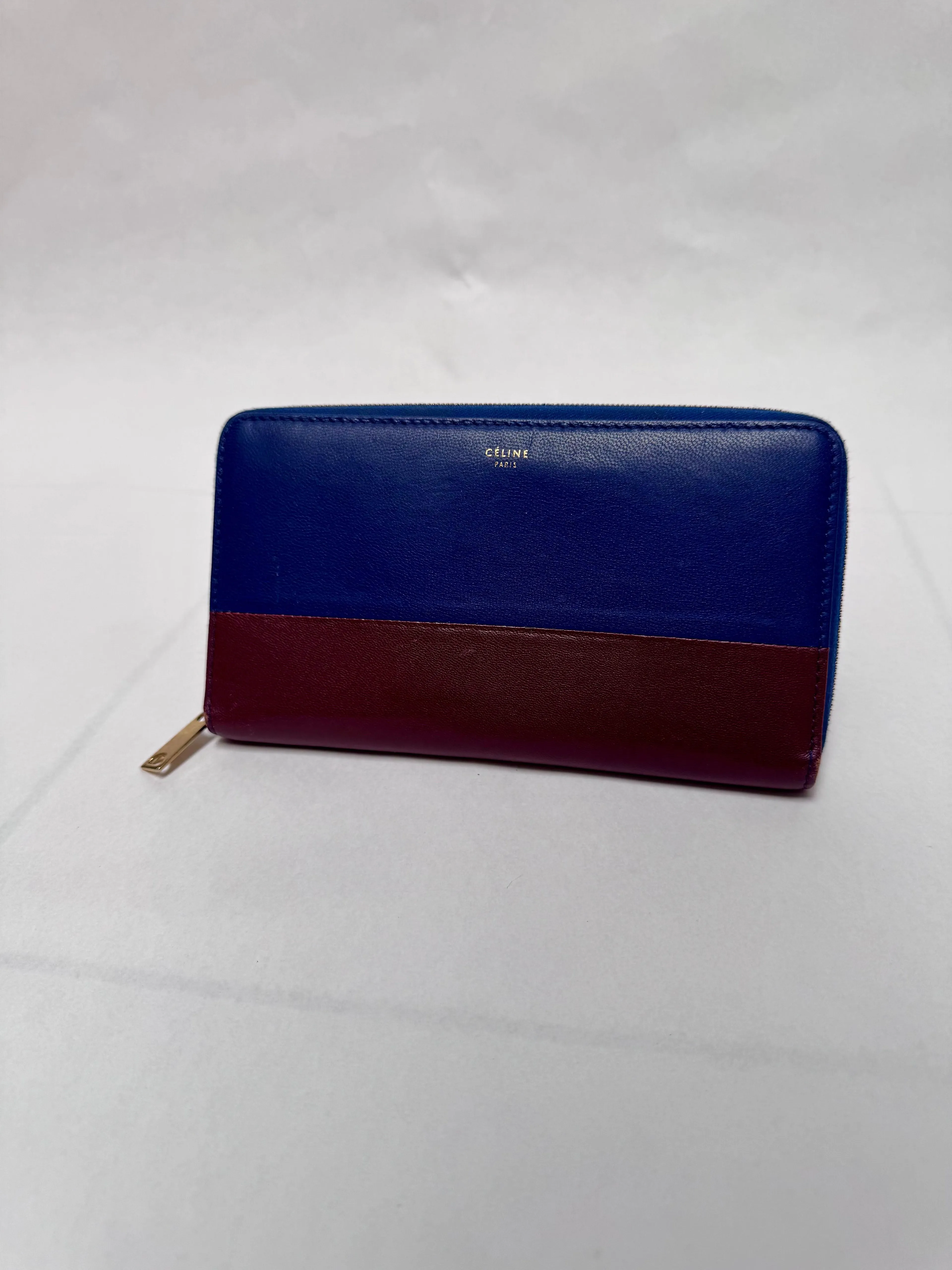 Celine portefeuille long bi-color bleu