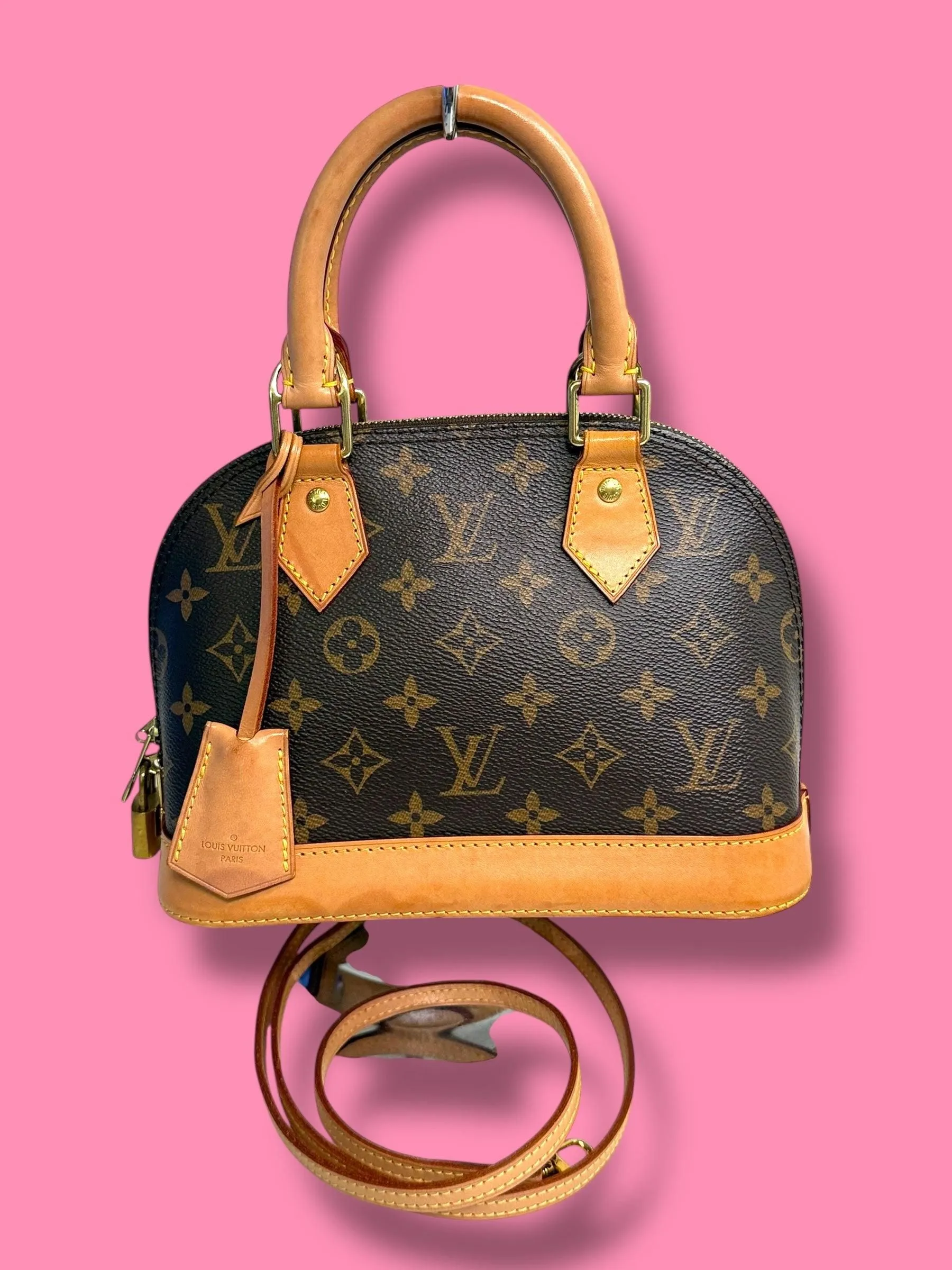 TBC141 LOUIS VUITTON Monogram Alma BB with Strap, Lock & Keys FL4199
