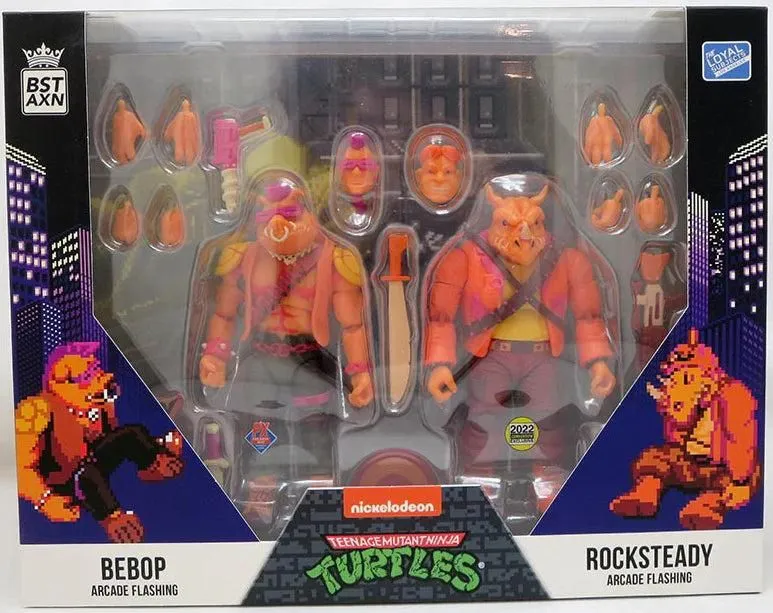TMNT Bebop &amp; Rocksteady (Arcade Flashing Edition) - BST AXN - 2-Pack Action Figure Set