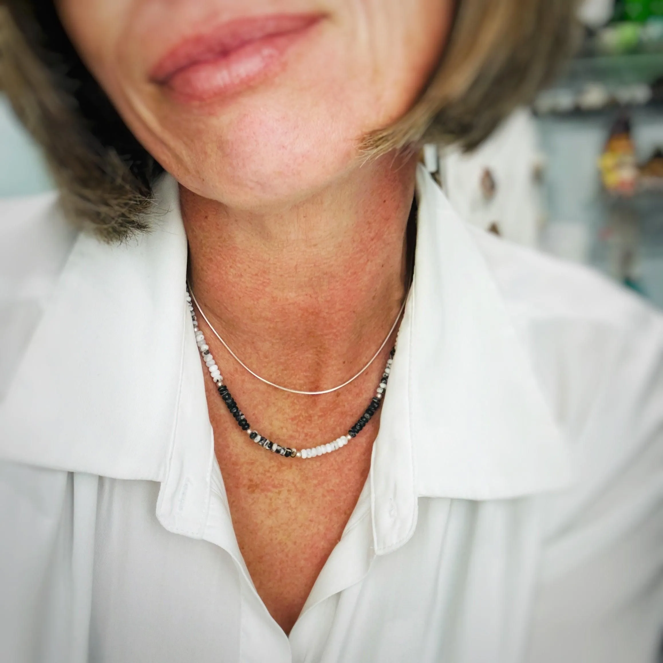 Black & White {White Buffalo} Beaded Necklace
