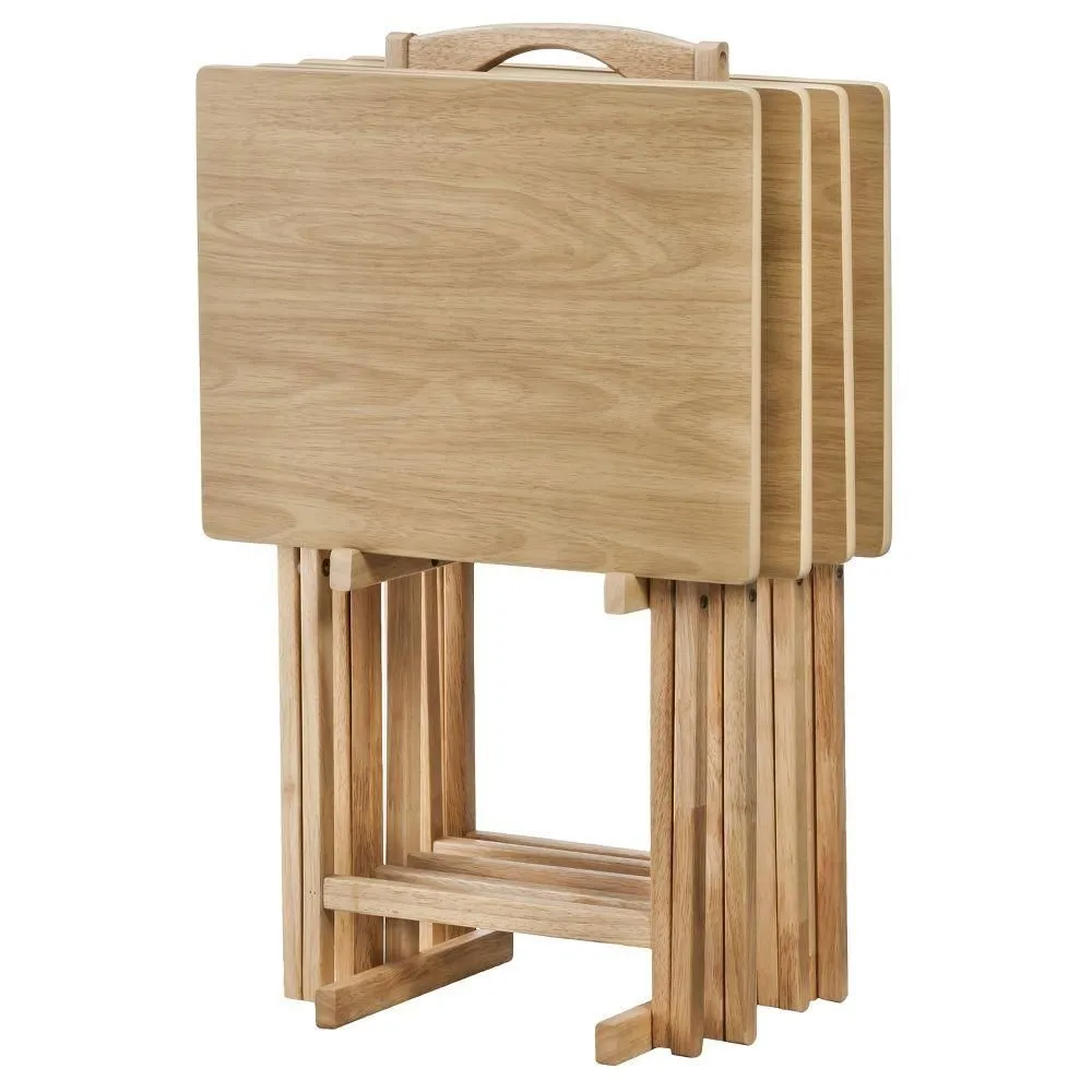 New without box - 5pc TV Tray Set Wood Natural - Plastic Dev Group