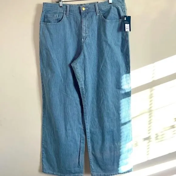 Product image for relaxed wide leg jeans striped size 16 regular universal thread blue