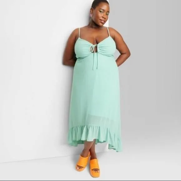 Product image for Wild fable chiffon dress High low hem mint green keyhole XXL