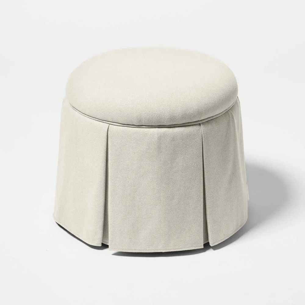 New without box - Box Pleat Skirt Storage Ottoman Performance Fabric Cream - Threshold
