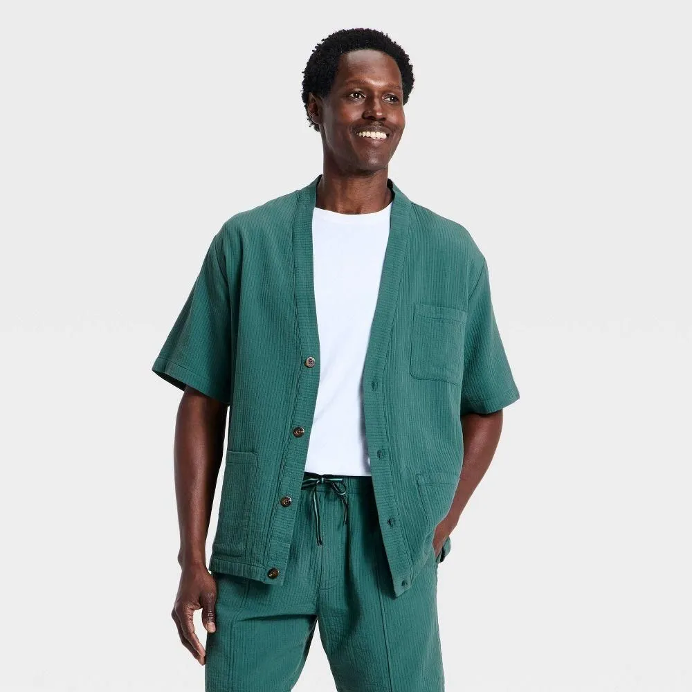 New without Tags - Houston White Men's Seersucker Shacket - Teal M