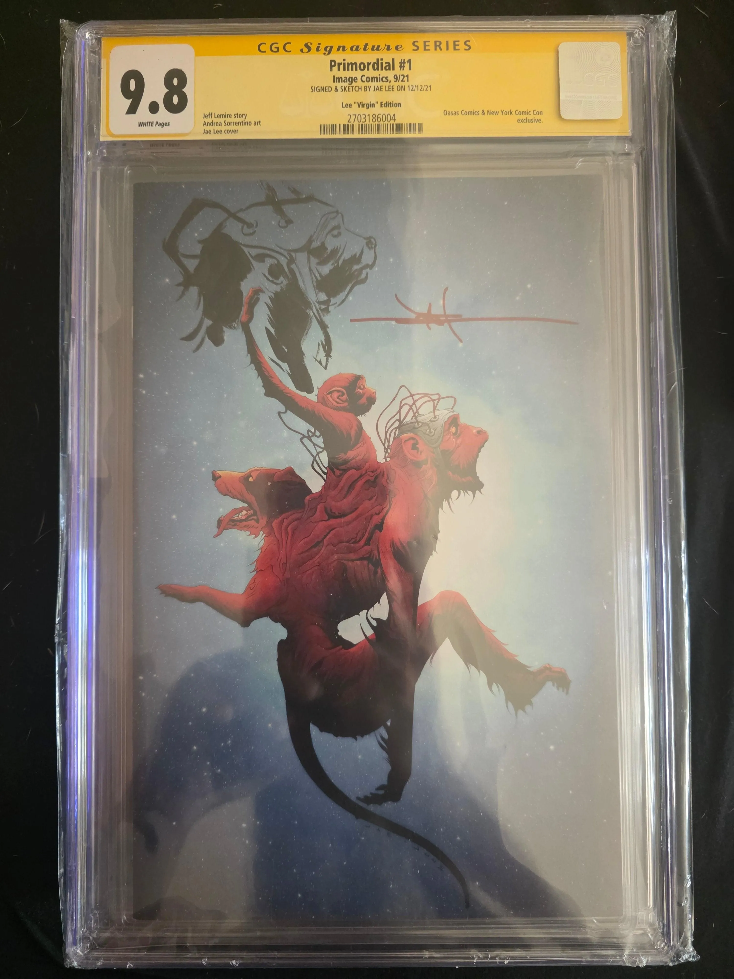 PRIMORDIAL #1 JAE LEE NYCC VIRGIN SIGNED & SKETCHED CGC 9.8