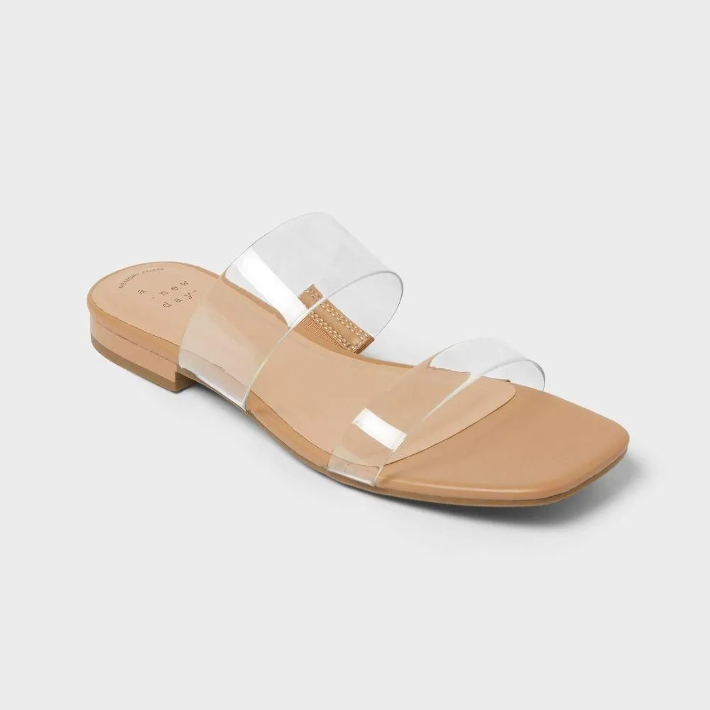 New without Tags - Size: 8.5 - Women’s Anna Sandals with Memory Foam Insole - A New Day Clear
