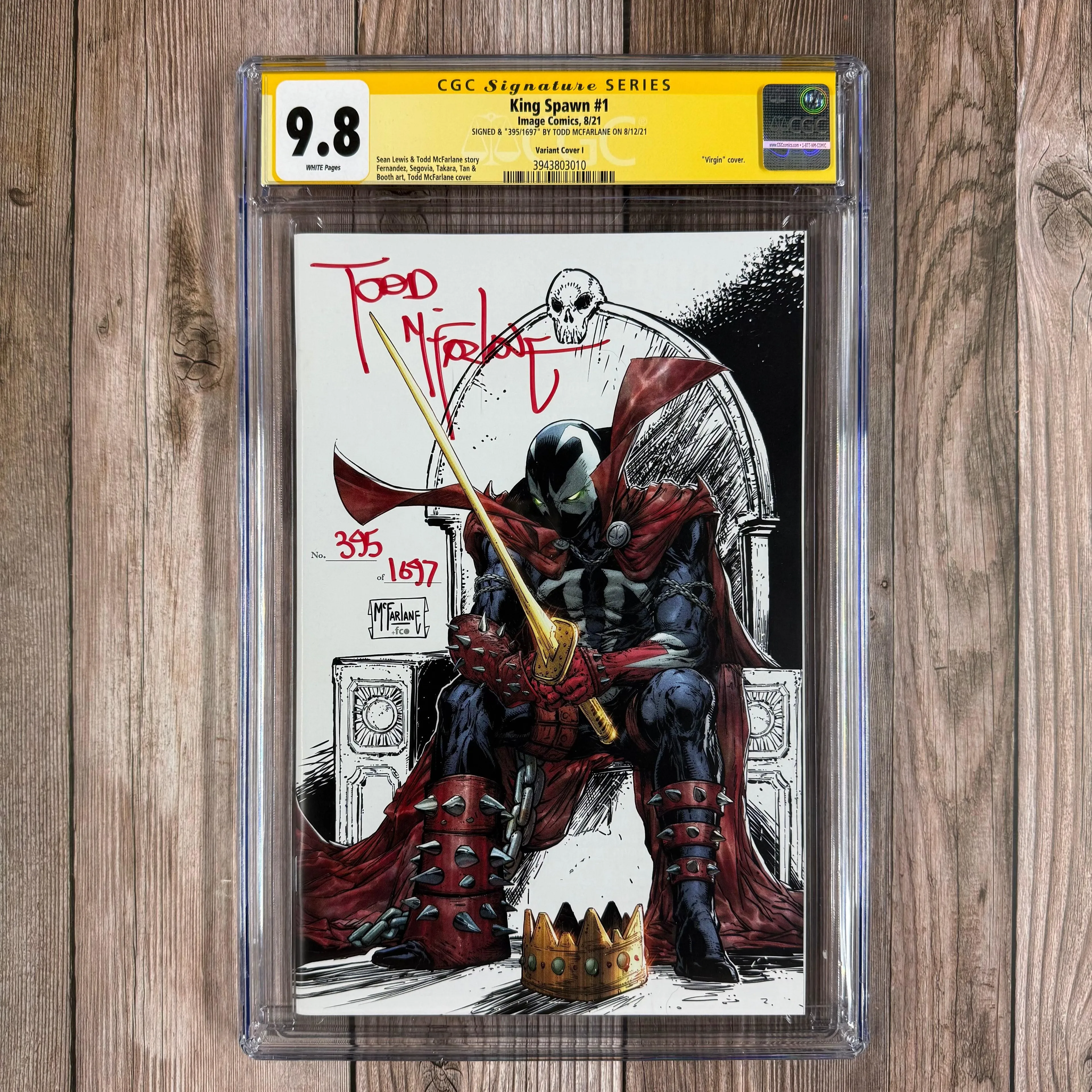 King Spawn #1  CGC 9.8 WP SS Signed & Numbered 395/1597 by Todd McFarlane, 1:250 McFarlane Variant (Cert 3010)
