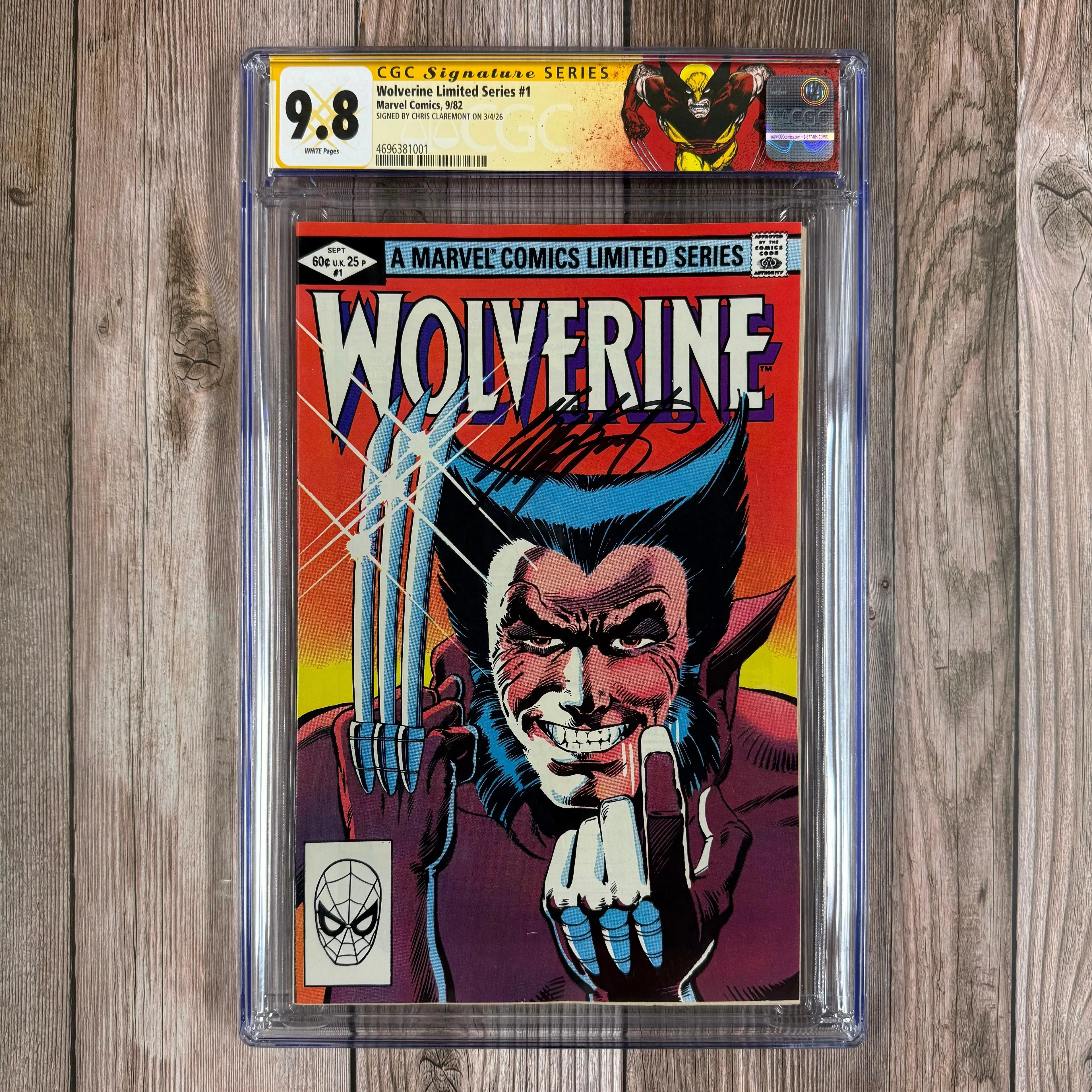 Wolverine Limited Series #1 CGC 9.8 WP Custom Label SS Signed by Chris Claremont , 1st Solo Wolverine Comic, 1st Appearance of Yukio & Cameo of Lord Shingen, ICONIC cover art by Frank Miller (Cert 1001)