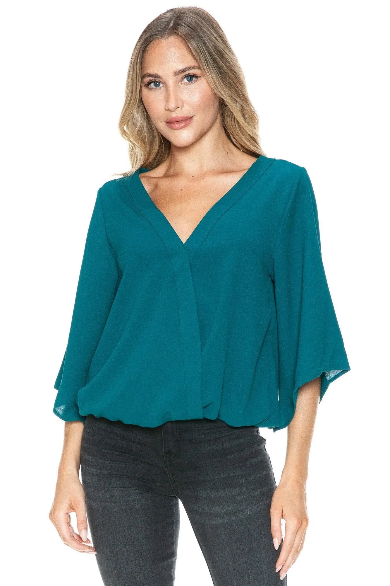 Ariella Surplice Bell Sleeve Top