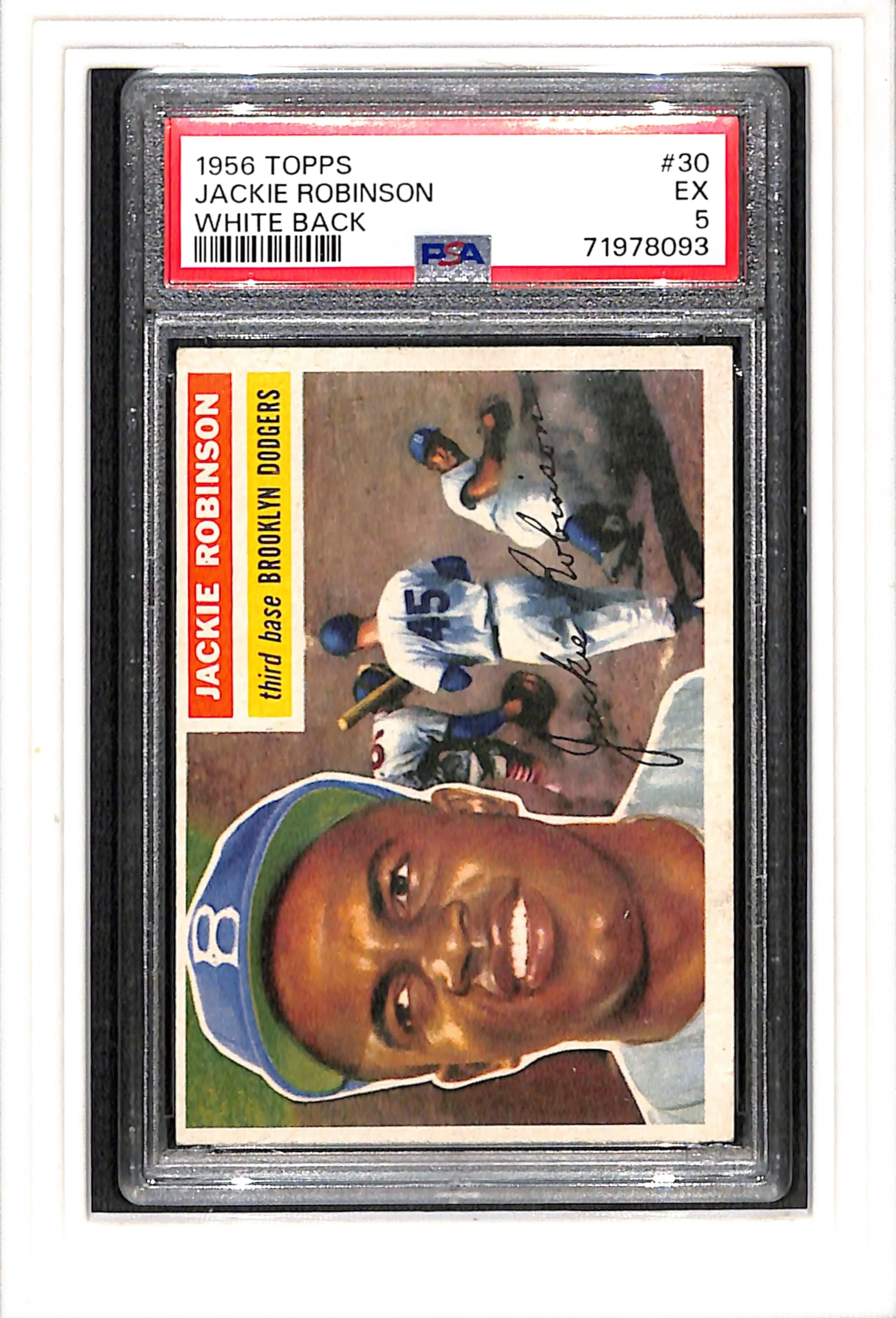 1956 Topps #30 Jackie Robinson White Back PSA 5 SN 71978093