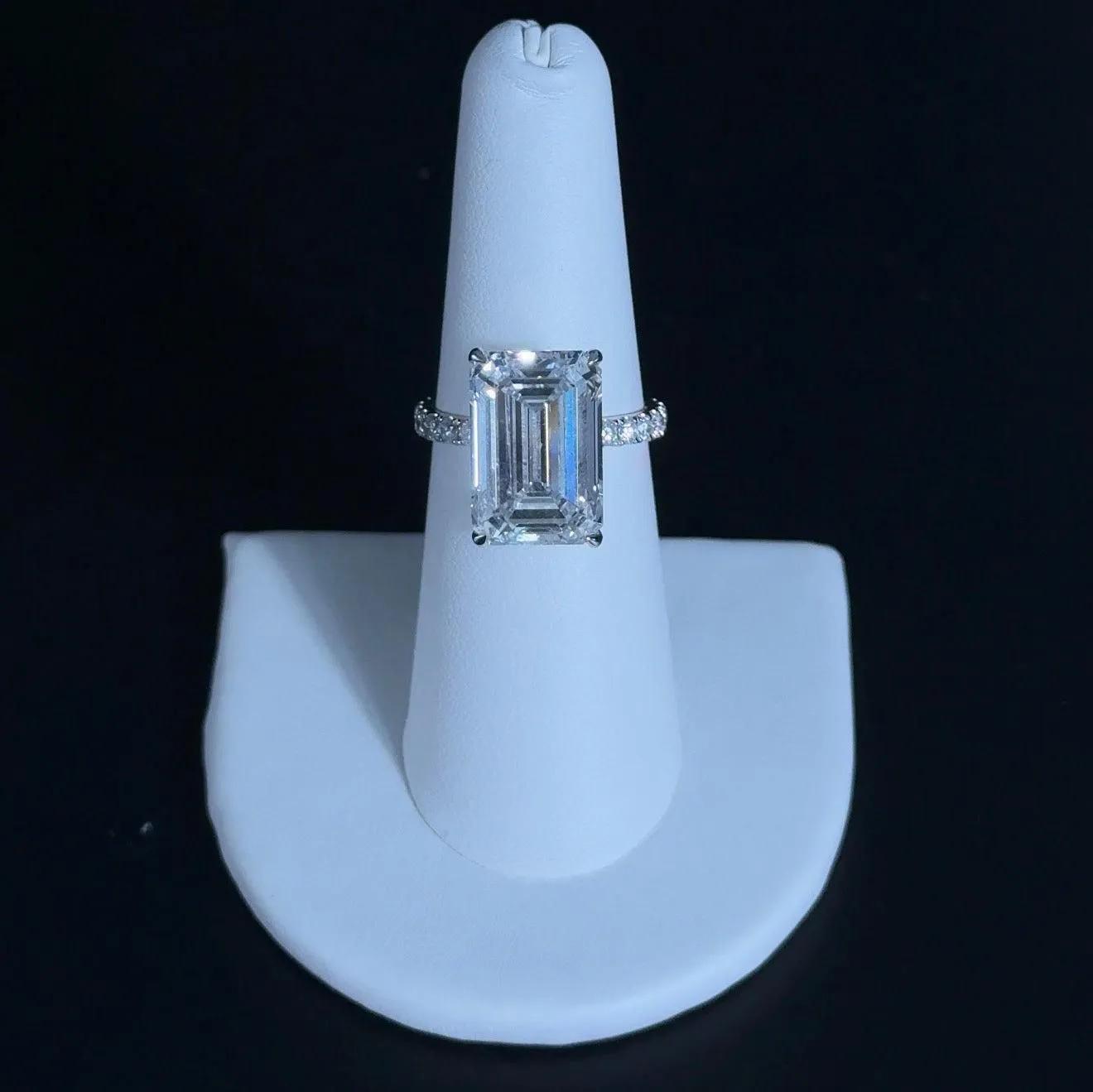 10.58ct Emerald E VS2 Lab Diamond 14kt White Gold Ring SA5505RE-15x10-1