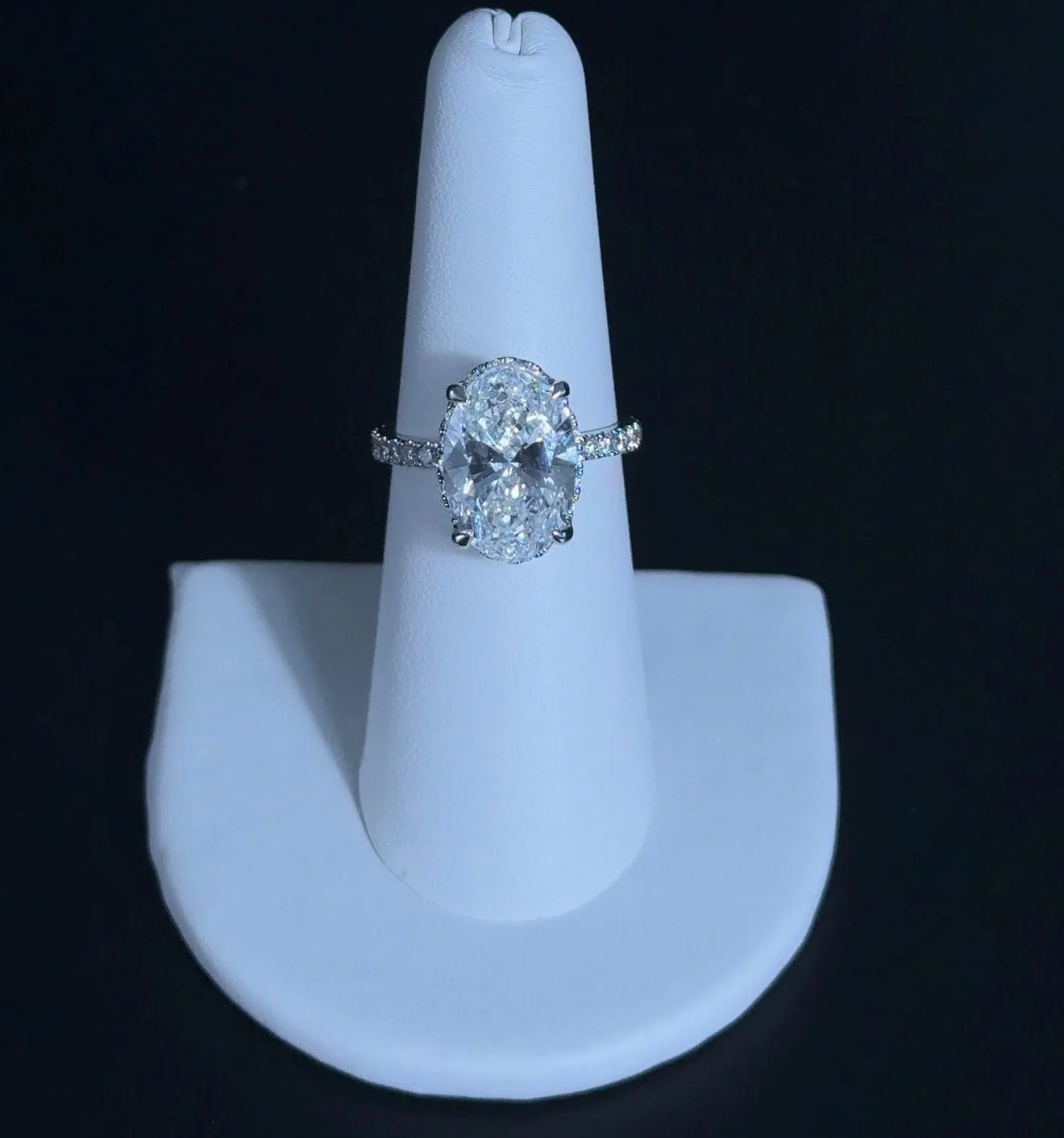 5.01ct Oval E VVS2 Lab Diamond 14kt White Gold Ring RGF-726-1