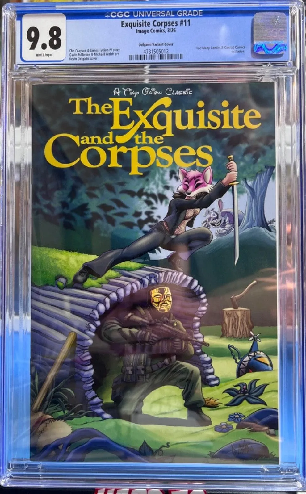 9.8 CGC EXQUISITE CORPSES #11 MEGACON EXCLUSIVES FOX & HOUND HOMAGE - DELGADO