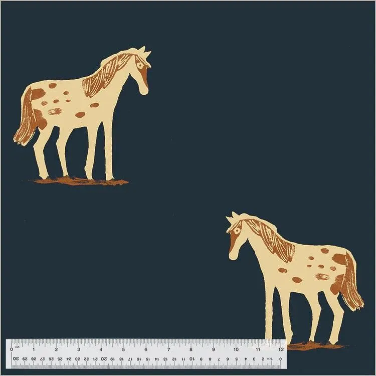 Wild Ponies in Ink: Heather Ross 108" Wide Quilt Backing