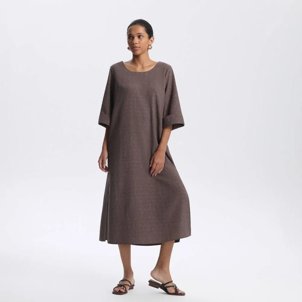 New without Tags - Women's 3/4 Sleeve Midi A-Line Dress - A New Day™ Chocolate L