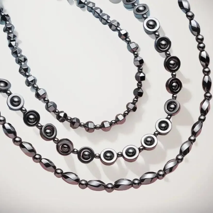 Unisex Hematite Necklace Trio